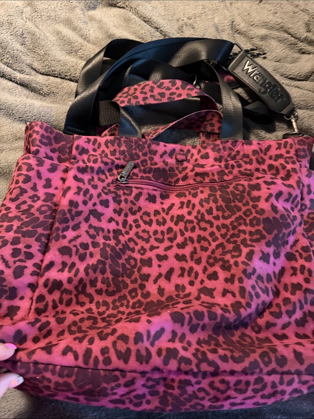 Wrangler Pink Leopard Print Tote with Embroidered Logo - Picture 2 of 6